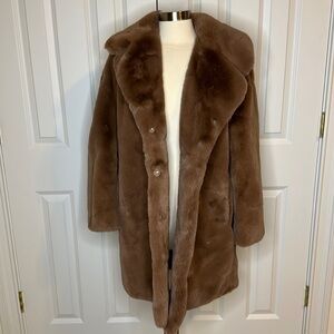 BCBGMaxAzria Faux Fur Coat SzM in Rosewood